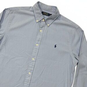 Polo Ralph Lauren Dress Shirt Mens M Blue Slim Fit‎ Poplin Pocketless